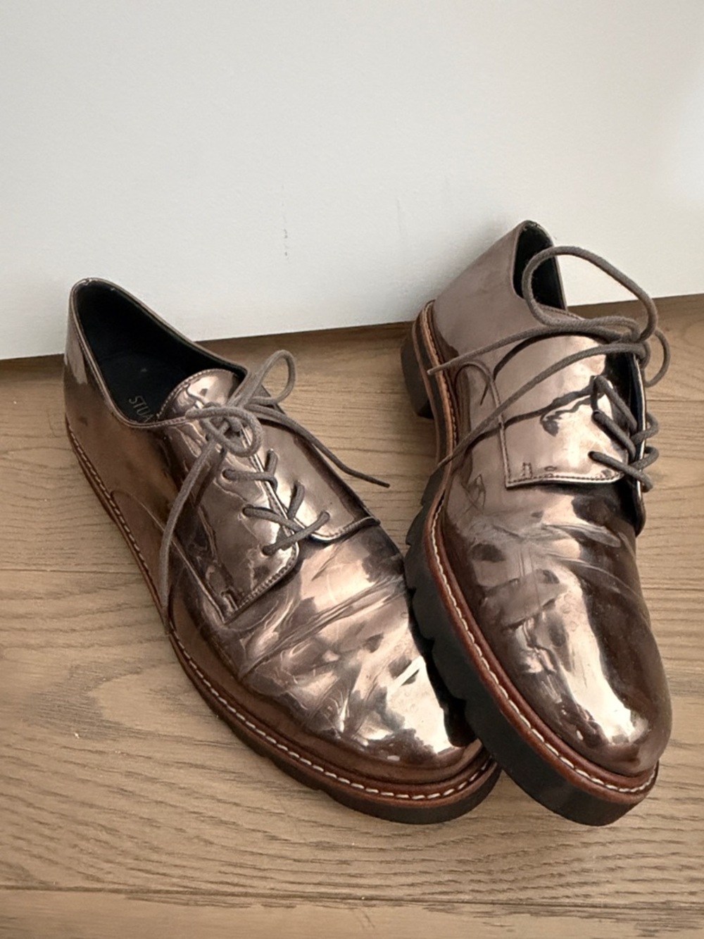 Stuart Weitzman Metallic Bronze Lace-Up Women’s Dress Shoes